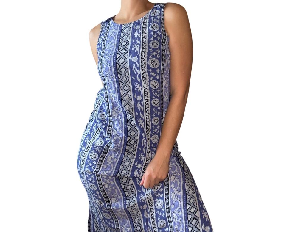 Sag Harbor Blue Dress Medium Petite Artistic Beach Indie Sustainable Pastel